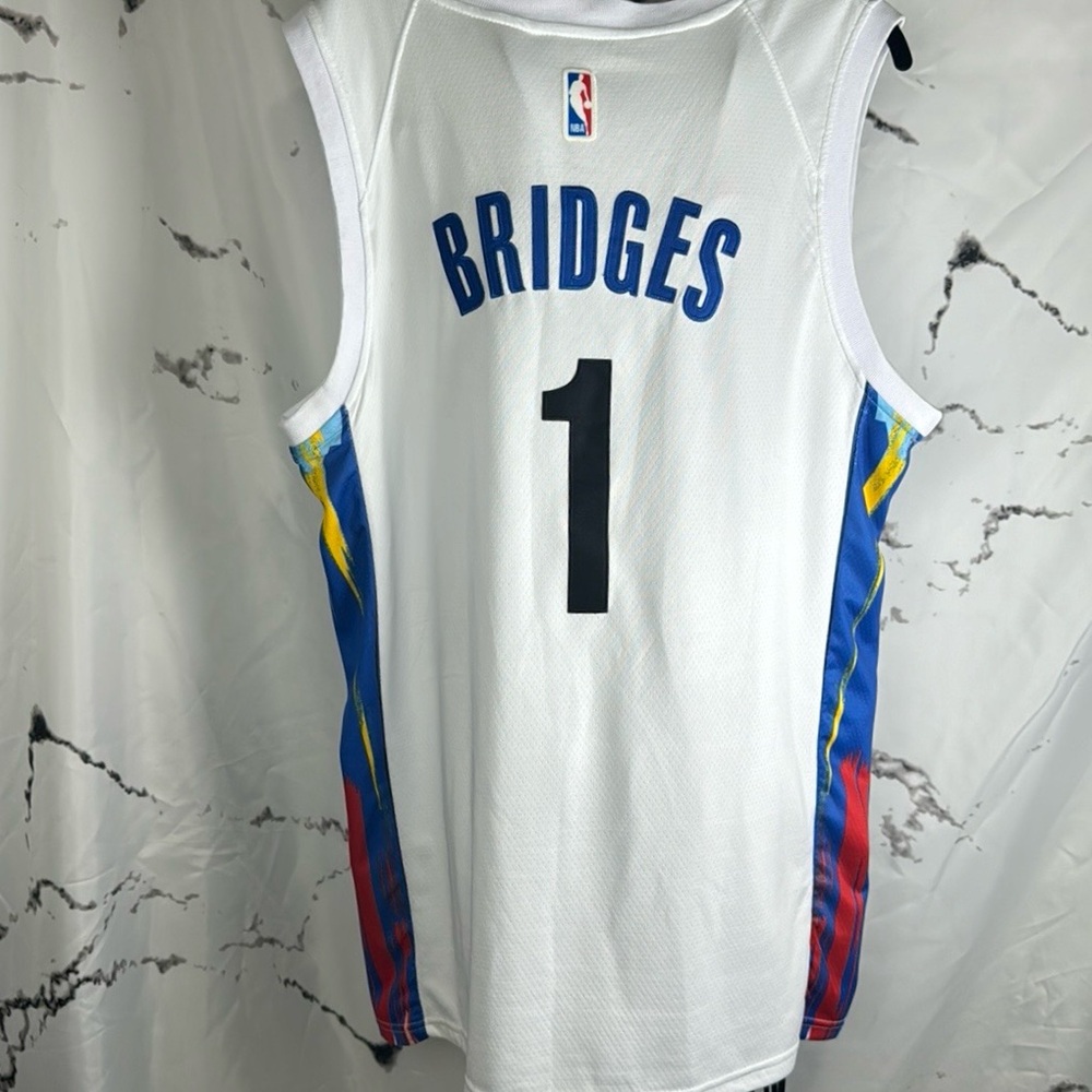 NBA Mikal Bridges Basquiat Jersey #1 Brooklyn Nets Embroidered Swingman SZ 52 XL
